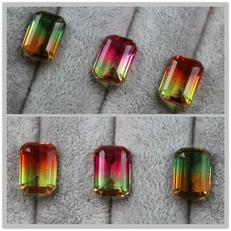 

rectangle shape watermelon tourmaline beads for jewelry making loose gems stone created bi-colored