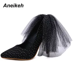 Aneikeh/2019 весенняя женская обувь, пикантные туфли-лодочки с острым носком, туфли-гладиаторы на высоком каблуке, женские туфли на шпильке