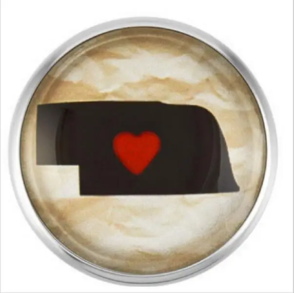 

20Pcs/lot Nebraska State Glass Snap Button Jewelry Fit For 18/20mm Snap Bracelets&bangles Necklace Jewelry