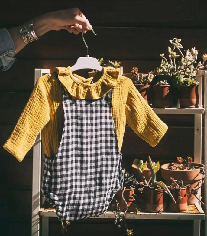 

2018 Ins Autumn Toddler Baby Kids Girl Boys Clothins Sets Ruffles Blouse+plaid Overalls Sets Sweet Child Clothings Sets