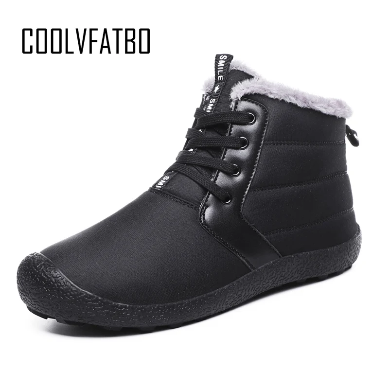 COOLVFATBO/мужские ботинки, Мужская зимняя обувь, модные зимние ботинки, мужские ботильоны, зимние ботинки, зимняя обувь из флока, кожаная обувь