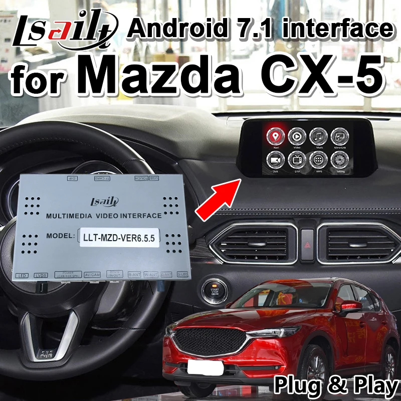 Android 7,1 автомобильный аудио видео интерфейс интеграции gps навигационная коробка для Mazda CX-5 2013-19 поддержка carplay dongle по Lsailt