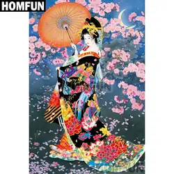 HOMFUN полный квадратный/круглый дрель 5D DIY алмазная живопись "Японские женщины" вышивка крестиком 5D домашний Декор подарок A01947