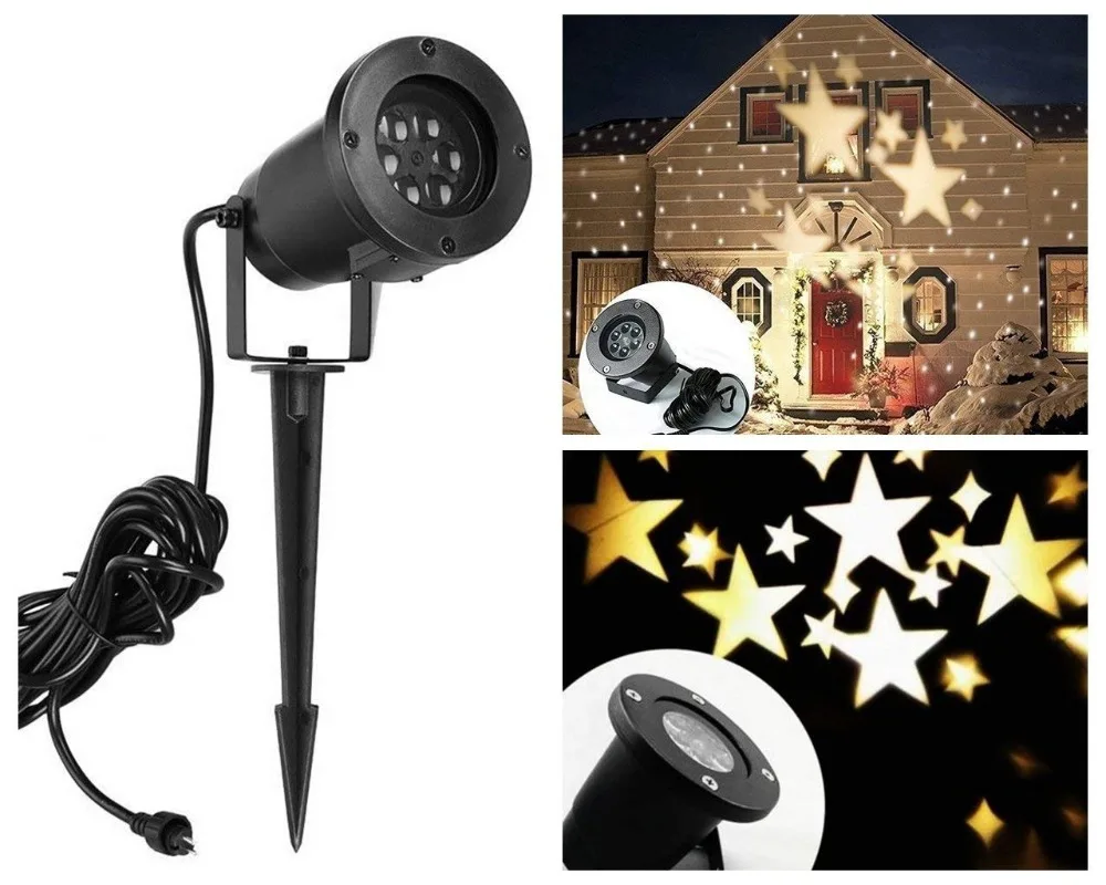 

Christmas Projector Light Moving Star Holiday Decorations Outdoor Indoor Decor LED Landscape Projection Spotlight, Warm White