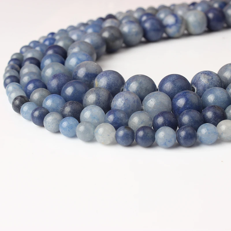 

LanLi 6/8/10/12mm fashion natural Jewelry blue Aventurine Stones beads DIY Men and women bracelet necklace Accessories