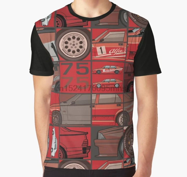 

All Over Print 3D Tshirt Men Funny T Shirt Stack of Alfa Romeo 75 Tipo 161 162B Milanos Graphic T-Shirt