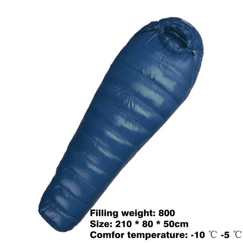 Спальный мешок для кемпинга, 600 г, 800 г, 1000 г, Сверхлегкий, сохраняет тепло, для альпинизма, зимнего уличного оборудования - Цвет: Deep blue 800g