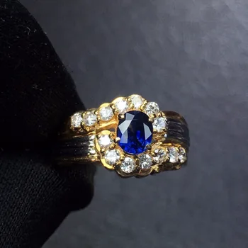 

Fine Jewelry Real 18K Rose Gold 100% Natural 0.72ct Blue Sapphire Gemstone 18k Gold Diamonds Stone Male Ring for MEN RINGS