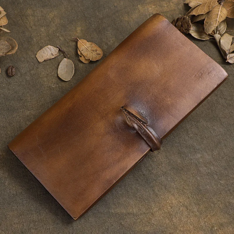 

Genuine Cow Leather Men Wallet Original Clutch Bag Women Long Wallets Vintage Purse Unisex Draw Handmade Cowhide Walet Retro