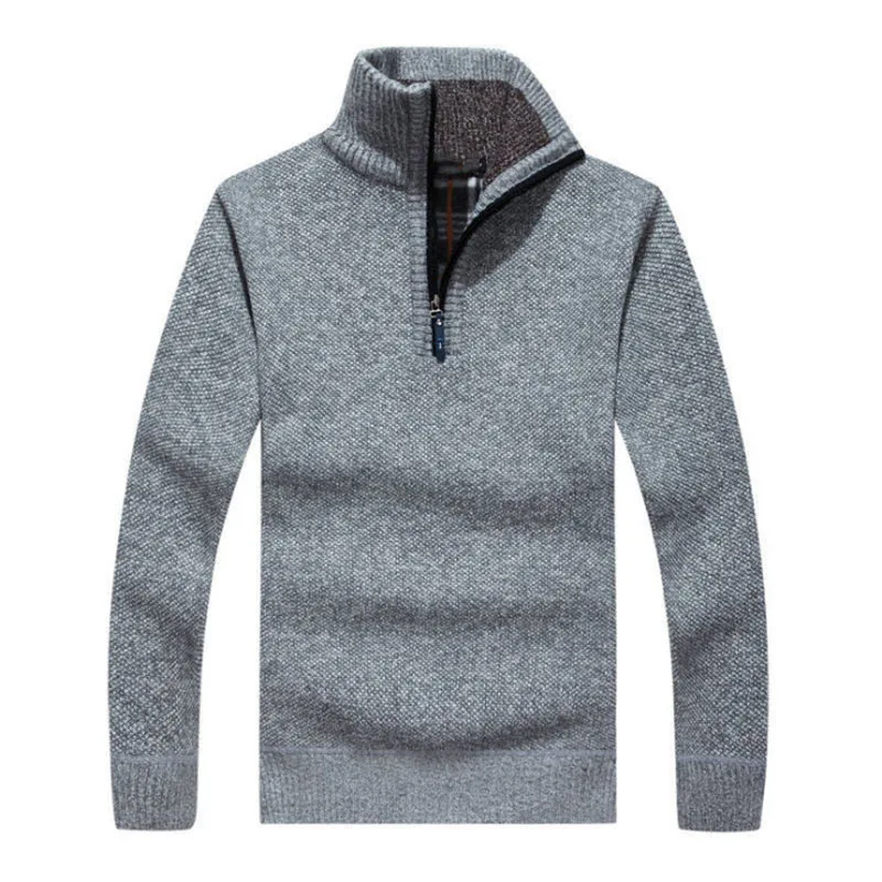 

Dropshipping Autumn Winter Mens Sweaters Coat Stand Collar Pullover Men Roupas Solid Color Knitted Sweater Men Coat Pull Homme