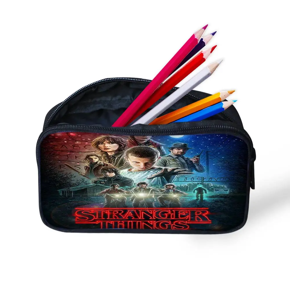

stranger things backbag bags Children Pencil Pouch Travel Women Makeup Cosmetic Bag Animal Cute figure Girl Stationery Supplies