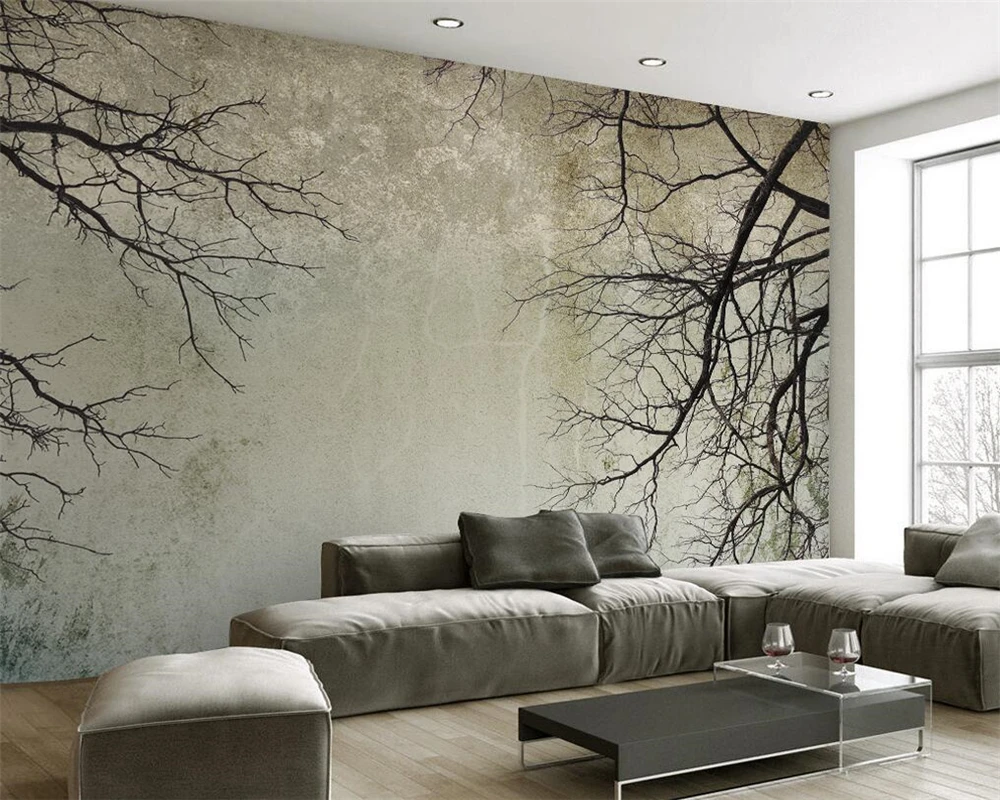 

3d wallpaper Customize any size 3 d living room wall murals wallpaper, retro simple Nordic style tree branches murals wallpaper