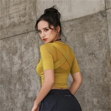 Спортивный топ WBTRO спортивная одежда укороченный топ женский топ для йоги Deportivo Mujer Фитнес рубашка Camisas Fememina Спортивная одежда для женщин тренажерный зал