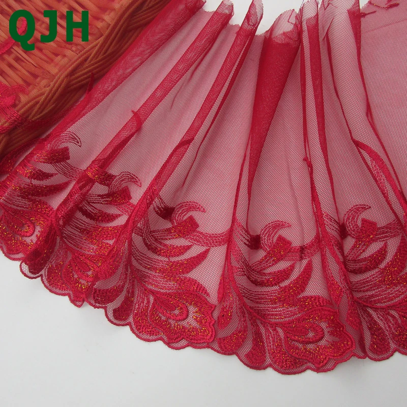 

1 yard 23CM Width Handmade DIY Clothing Accessories Multi Embroidery Lace Fabrics Curtains Sofa Sewing Lace Trim pink white blue