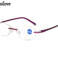 Модные анти-Синие лучи очки для чтения женщин Алмазная резка без оправы readng Очки для пресбиопии ультра-легкий+ 100 до+ 400