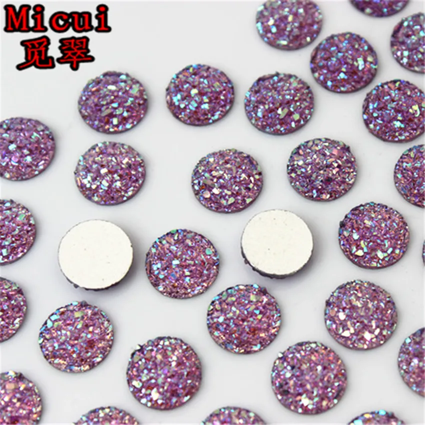 Micui, 100 шт., 10 мм, цветные стразы AB на кнопках, блестящие круглые полимерные стразы, кристаллы, камни, стразы, Рукоделие, сделай сам, MC649