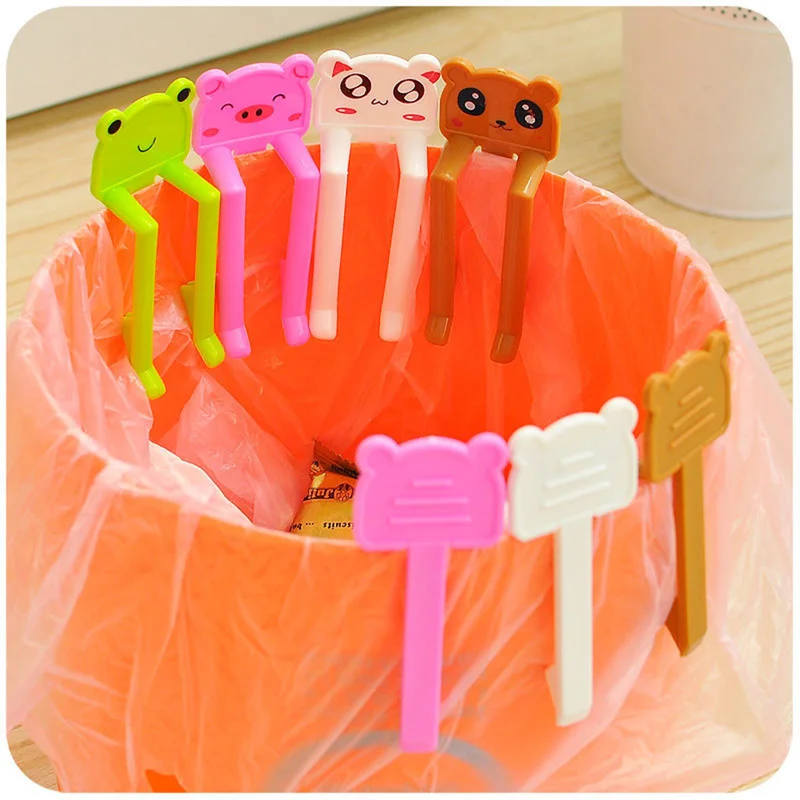

Junk Folder Clamp Kitchen Cleaning Supplies Lovely Cartoon Animal 2pcs/set Plastic Waste Bin Clips Cartoon Trash Clip