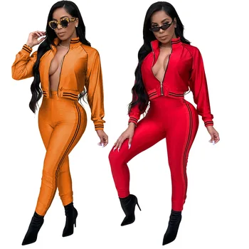 

Women Fahshion Soild Color Long Sleeve Two Sets Women tide 2 Piece Sets Womens casual Clothes