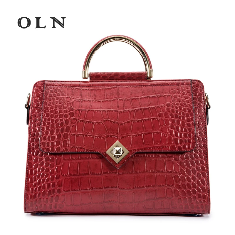 

OLNfashion Cow Genuine Leather Luxury Designer crocodile Ladies handbags women's real leather bag High Quality Famous Brand Tote