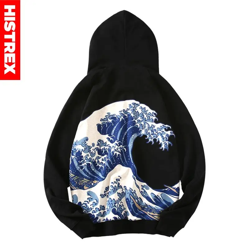 Толстовка HISTREX с принтом в японском стиле толстовка капюшоном Great Wave канагава для