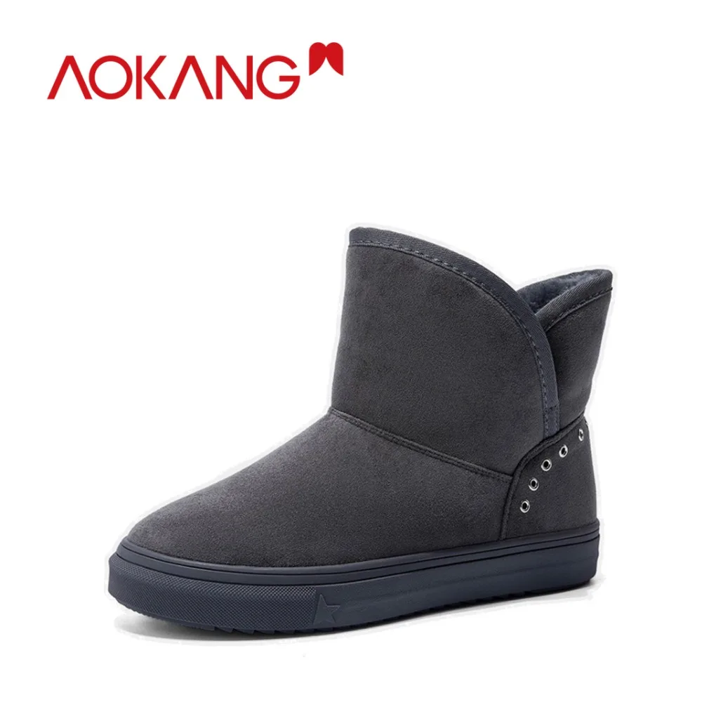 

AOKANG Snow Boots Women Flock Warm Plush Insole Ankle Boots for Women Female Fashion Boots Non-Slip Snow Casual Shoes Woman