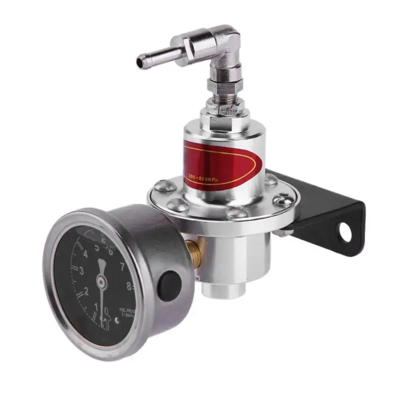 

VODOOL Universal Metal Adjustable Car Fuel Pressure Regulator Fuel Booster Supercharger with Oil Meter Gauge Auto Accessories