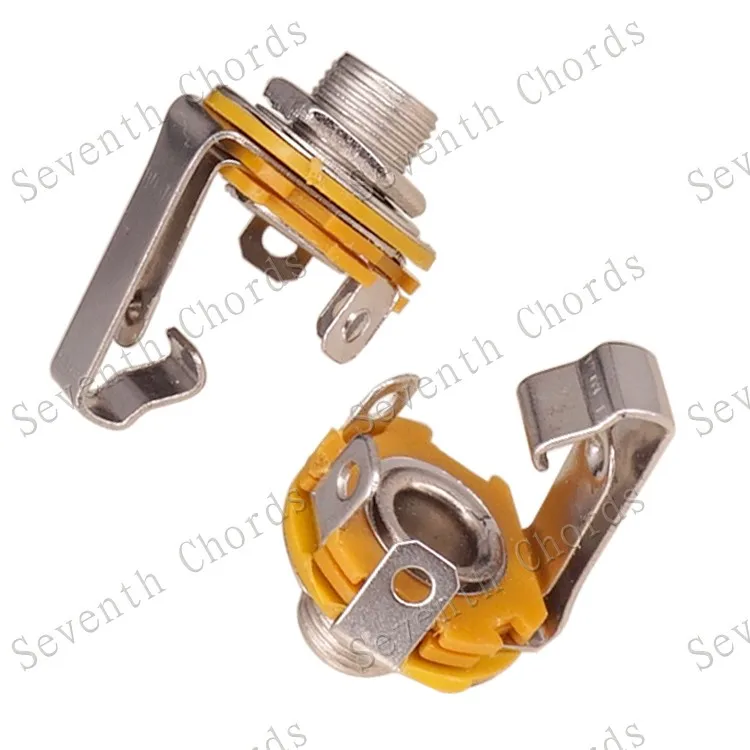 2 Pcs 6.35mm 1/4" Mono Closed Circuit Audio Jack Bass Guitar Jack Plug