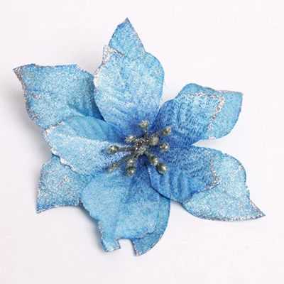 HAOCHU, 8 шт./лот, 13 см, Санта, искусственные рождественские цветы, украшения для дома, enfeite De Natal Navidad, елочные украшения - Цвет: blue