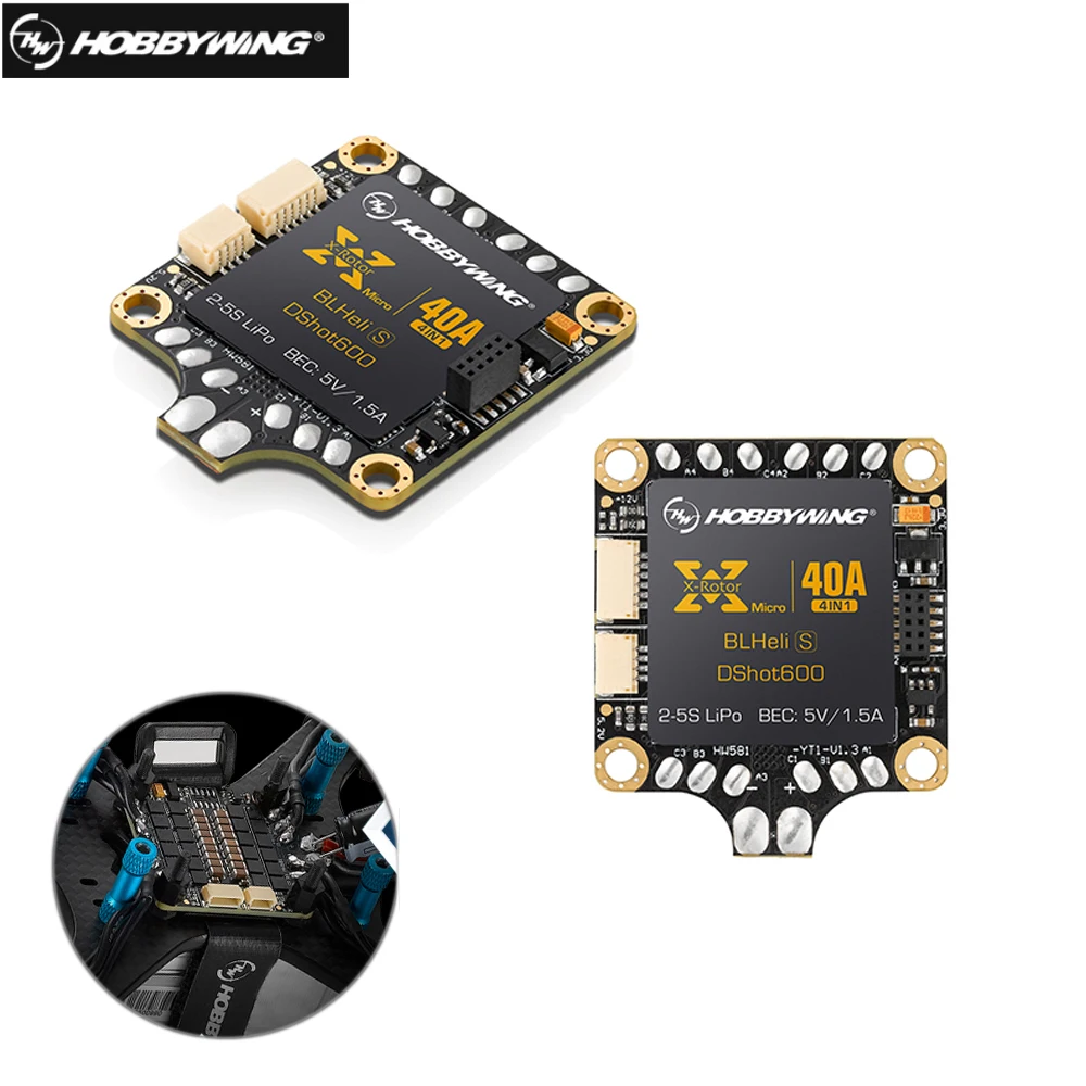 Щеточный электронный регулятор скорости Hobbywing 4in1 XRotor Micro 40A от 2 до 5 лет Размеры S