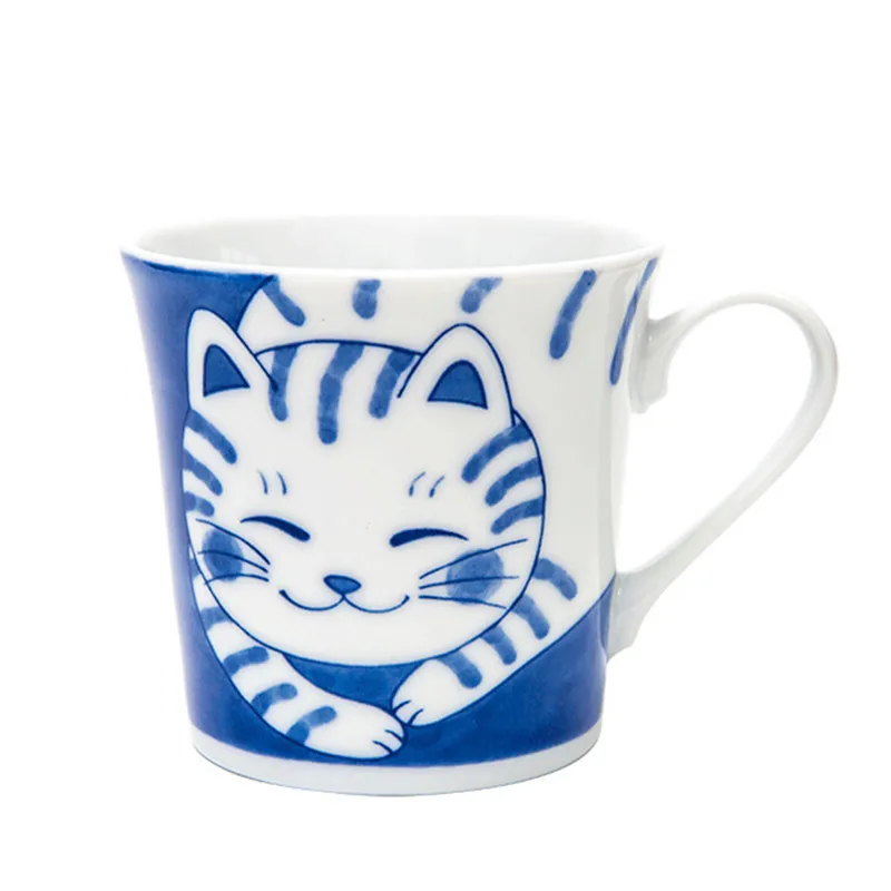 

Japan style blue and white cat coffee mugs procelain cups and mugs creative mark drinkware