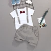 Summer Kids Boys Bow Clothes Sets Baby Gentleman High Qulity Short T shirt + Pants Toddler Boy Clothing Casual Kids Outfits Baby 1