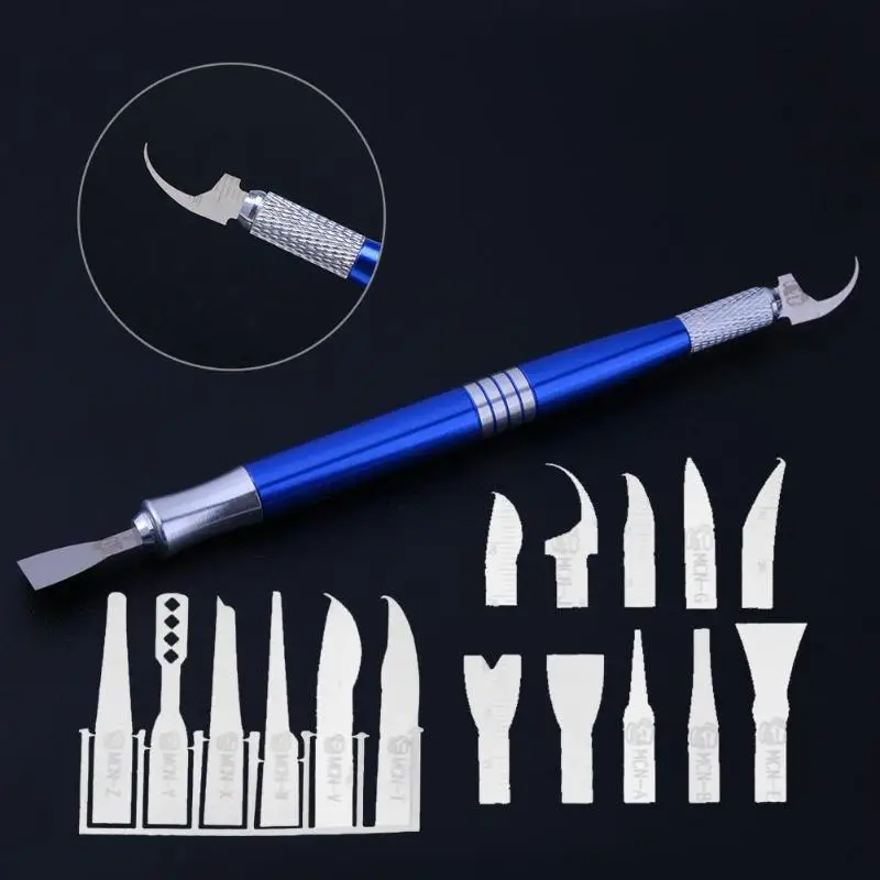 Original Toughness IC Chip BGA Motherboard Circuit Board Repair Knife Curved Blade Set for iphone Samsung Maintenance Tool Set hot plcc ic chip extractor motherboard circuit board component puller tool