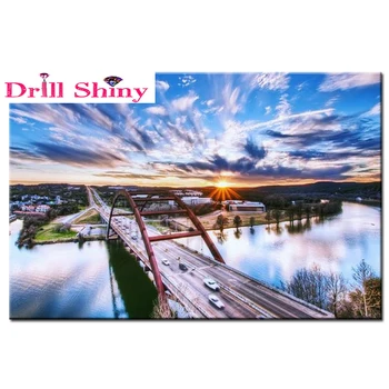 

3d diamond embroidery city scenery icon diamond painting cross stitch Flyover stickers diamond mosaic square rhinestone pattern