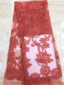 

African Lace Fabric red Nigerian Lace Fabric Bridal 2019 High Quality Net Tulle Lace Fabric For Wedding dress
