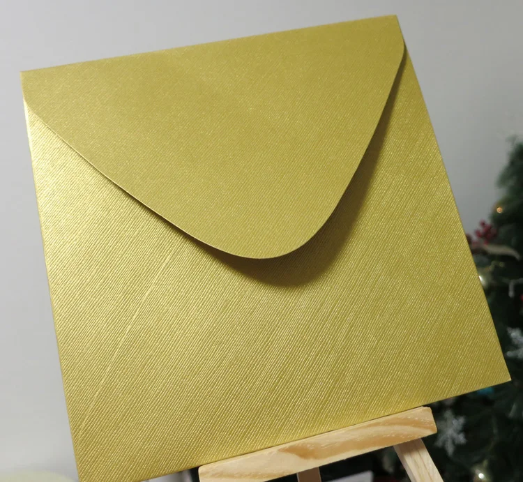 50 шт 155x155 мм(" x 6") рельефный цветной конверт для приглашения на свадьбу поздравительные открытки конверт - Цвет: 155mm Gold