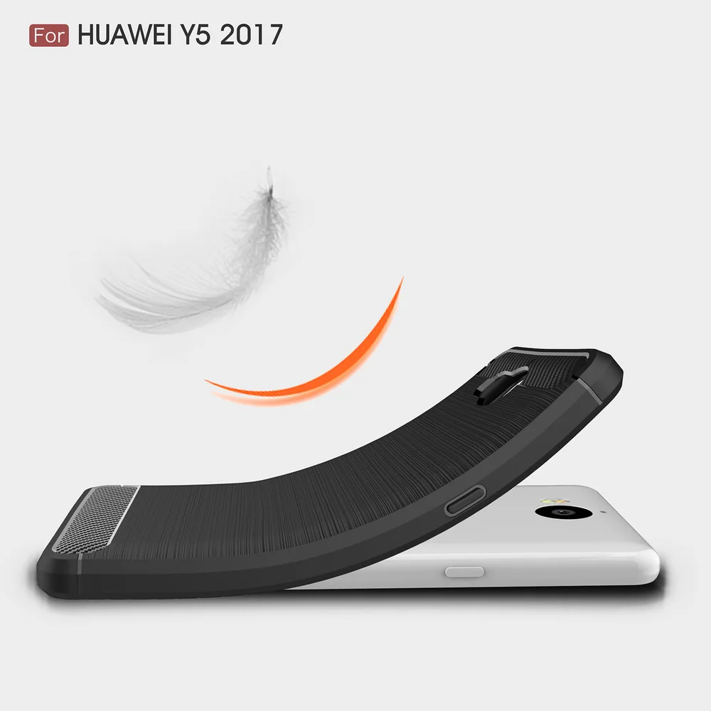 Чехол для телефона Huawei Y5 Y6 2017 Nova Young углеродное волокно матовый Ударопрочный