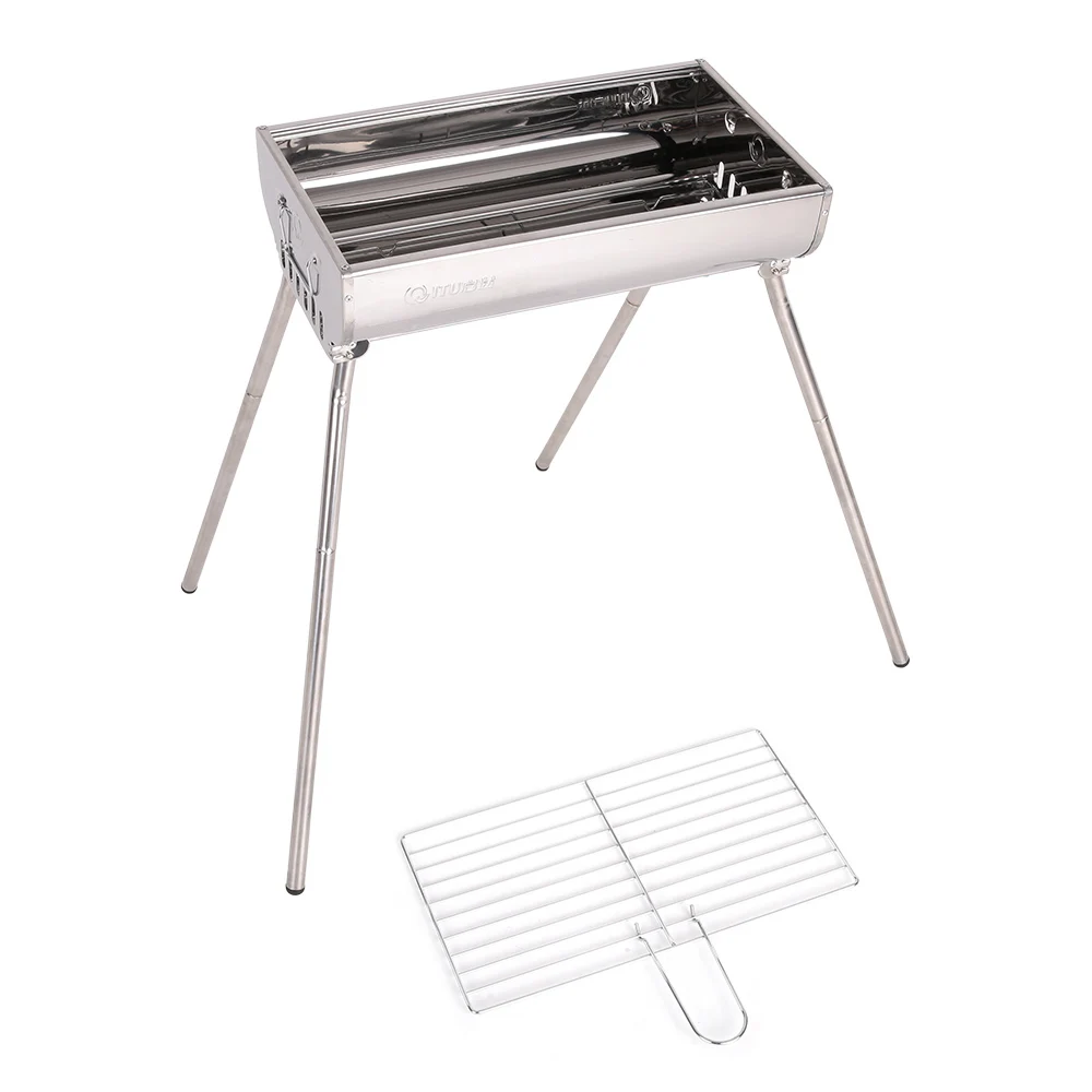 Outdoor Camping Stainless Steel Barbeque Grill Cooking Broiler Garden
