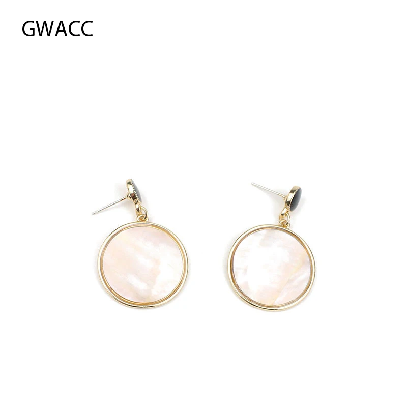 

GWACC 2019 Vintage Round Shell Drop Earrings Statement Gold Metal Drop Earrings For Women Party Small Earrings Fashion Jewelry