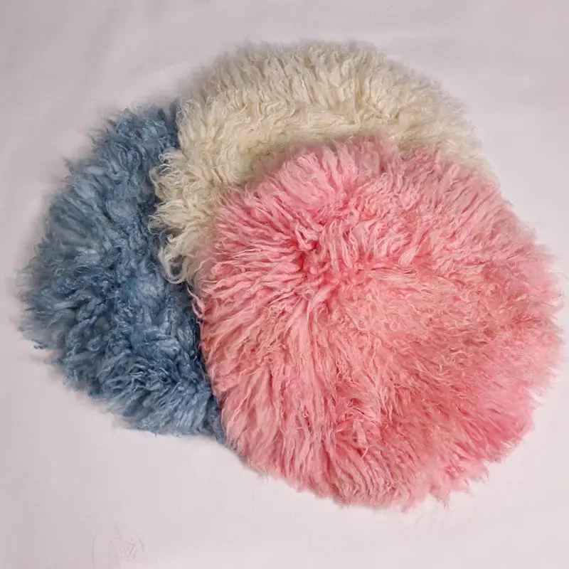 Newborn Photography Props Basket Stuffer Layer Round Felt Wool Blanket  Fluff Felted Curly Wool Studio Backdrop