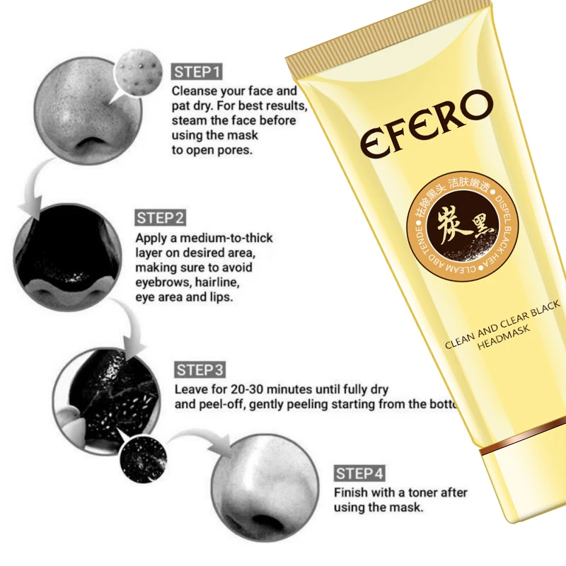 Efero 1 шт. маска от угрей для ухода за кожей лица маска blackhead Remover черный маски пилинг пор полосы маска для носа лечение акне уход