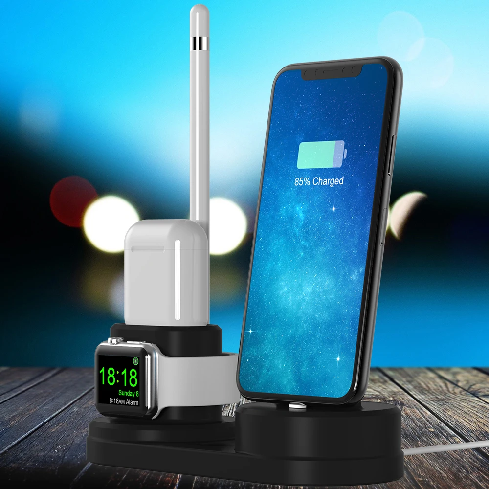 Различные Силиконовые зарядные док станции для iPhone X XR XS 8 7 6 Apple Watch Airpods зарядное