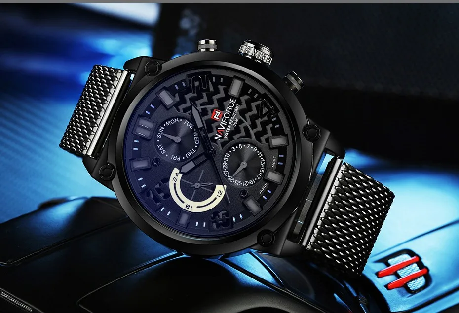 2019 NAVIFORCE Luxury Brand Men's Analog Quartz 24 Hour Date Watches Man 3ATM Waterproof Clock Men Sport Full Steel Wrist Watch