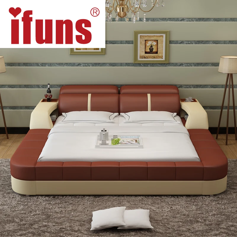 Name Ifuns Luxury Bedroom Furniture Modern Design King Queen Size Nom Ifuns De Luxe Mobilier Chambre Moderne Conception Roi Et Reine Taille Véritable Lit