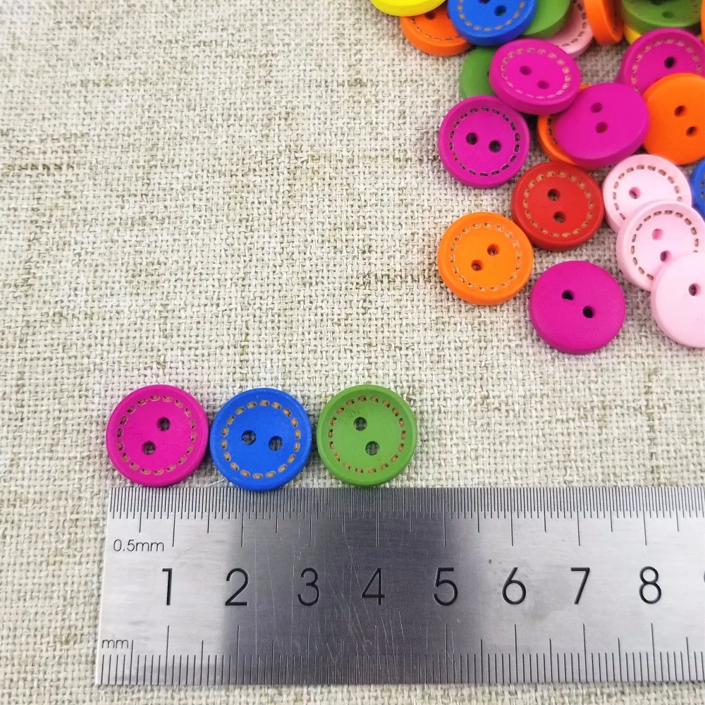 100 шт 15 мм красочные круглые деревянные плоские с оборота DIY деревянные пуговицы для шитья Ремесло Скрапбукинг