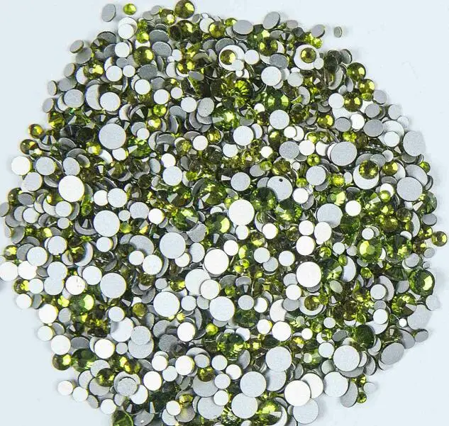 1440 шт./упак. смешанные размеры 40 цветов с плоским основанием, не патч 3D кристалл AB дизайн ногтей украшения из страз блестящие камни - Цвет: Olivine