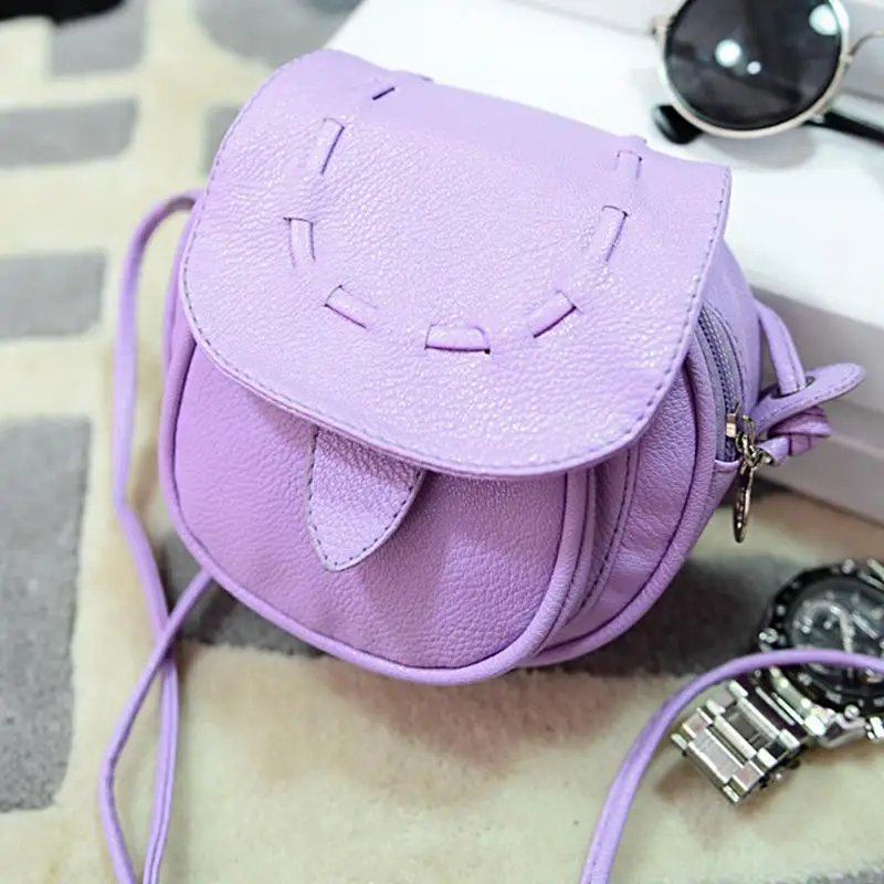 PU Leather Small Mini Crossbody Bags for Women Korean Cute Shoulder Bag Solid Candy Color Phone Pouch for Girls White Purple
