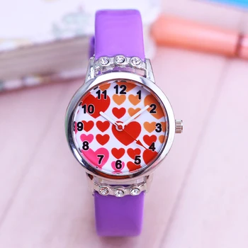 

2019 new lovely princess girls children cute love quartz wristwatches students kids leather cartoon diamond electronic watches