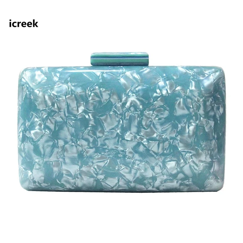 

Women wallet New fashion design noble marble acrylic evening bag luxury pearl blue party prom mini bridal clutch casual handbags