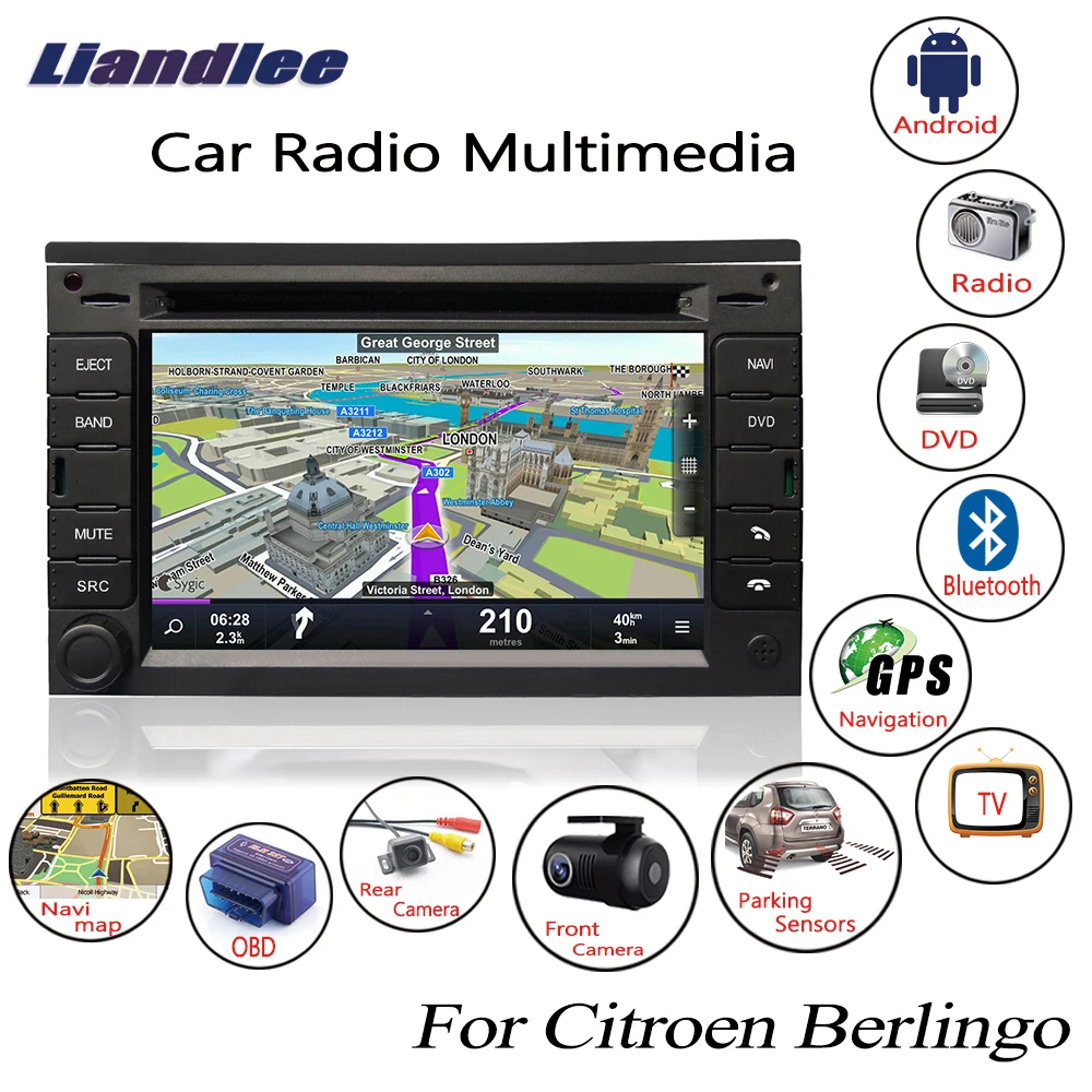 Liandlee Android 8,0 UP для Citroen Berlingo 2008~ автомобильный Радио dvd-плеер gps Navi навигационные карты камера OBD медиа HD экран