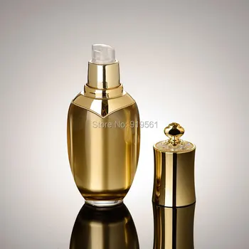 

100pcs x 30ml Gold Crown shape Acrylic press pump bottle Empty cosmetic Plastic Cream container Cosmetic bottle eye cream Bottle